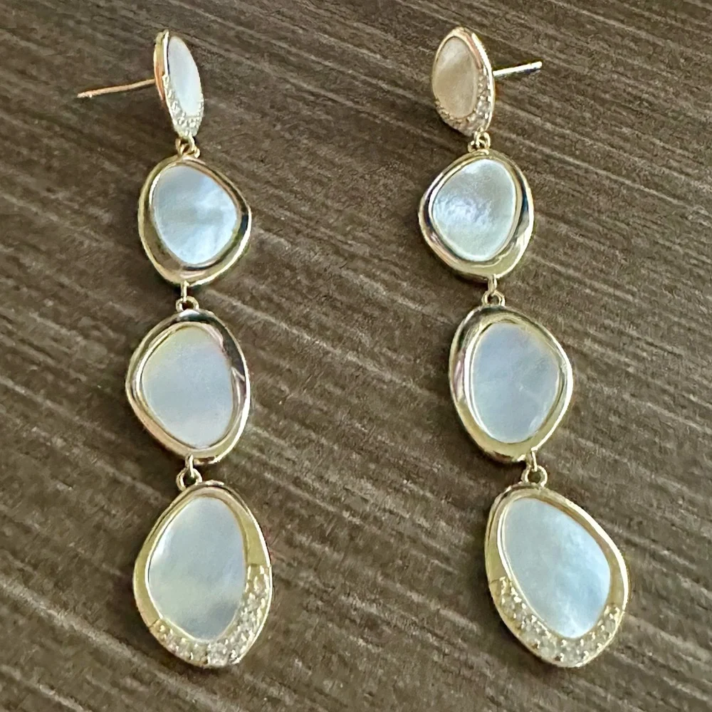 COPY - Argento Vivo Mother of Pearl Linear Drop Earrings - Picture 11 of 12